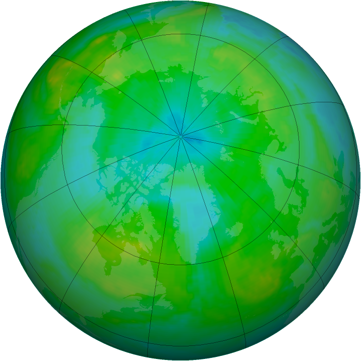 Arctic ozone map for 03 August 1999